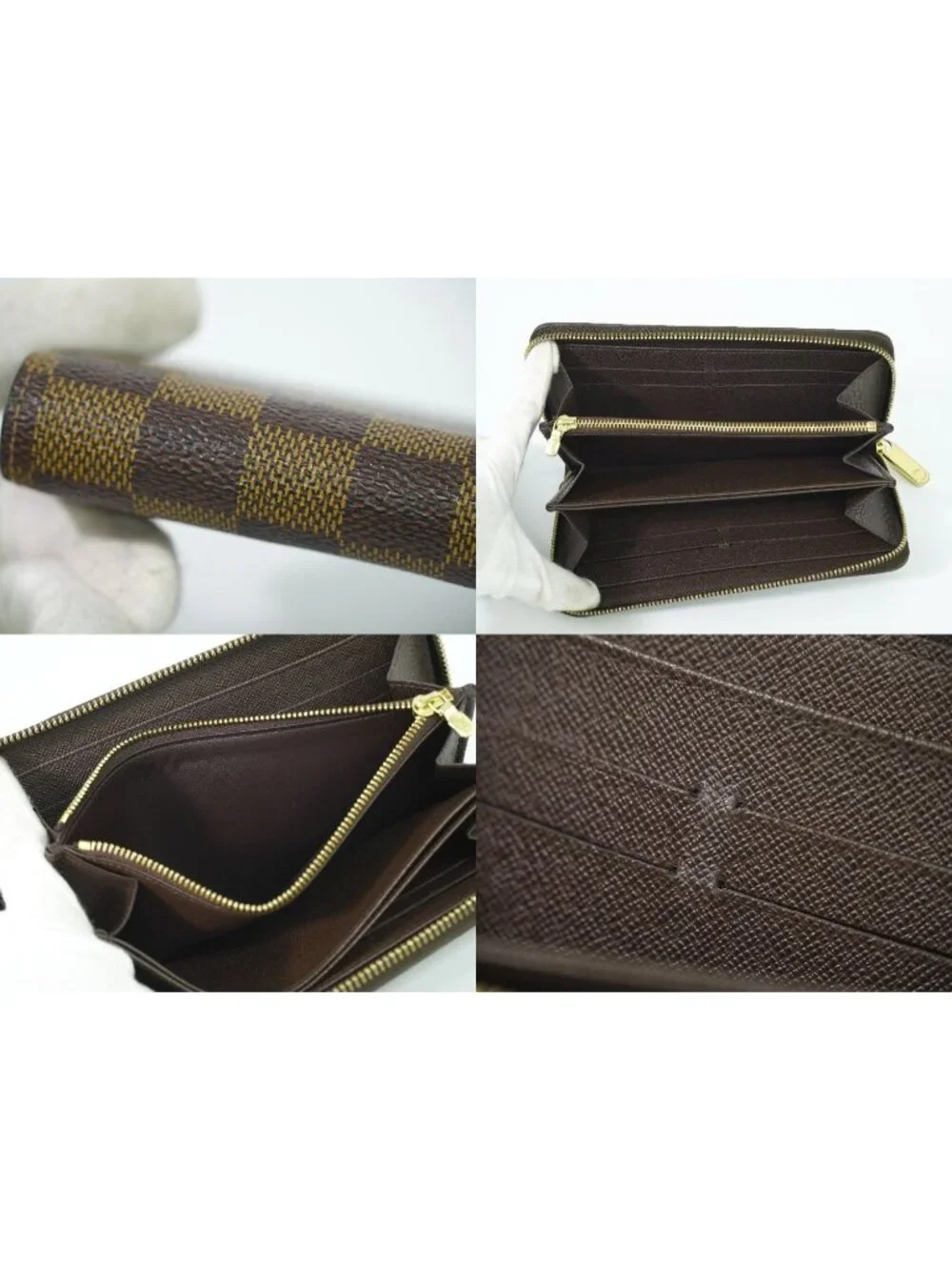 Louis Vuitton LV Zippy Wallet Damier Ebene Brown Vintage